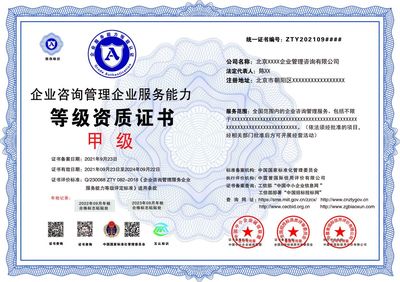 企業(yè)管理咨詢服務能力等級證書